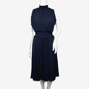 Nanette Lepore Dress Women 2 Navy‎ Blue Accordion Smock Dress Business Party